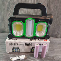   Аккумуляторный  фонарь прожектор с солнечной панелью, USB выход и функция Power bank съемные 2х18650 BL-HB-6168